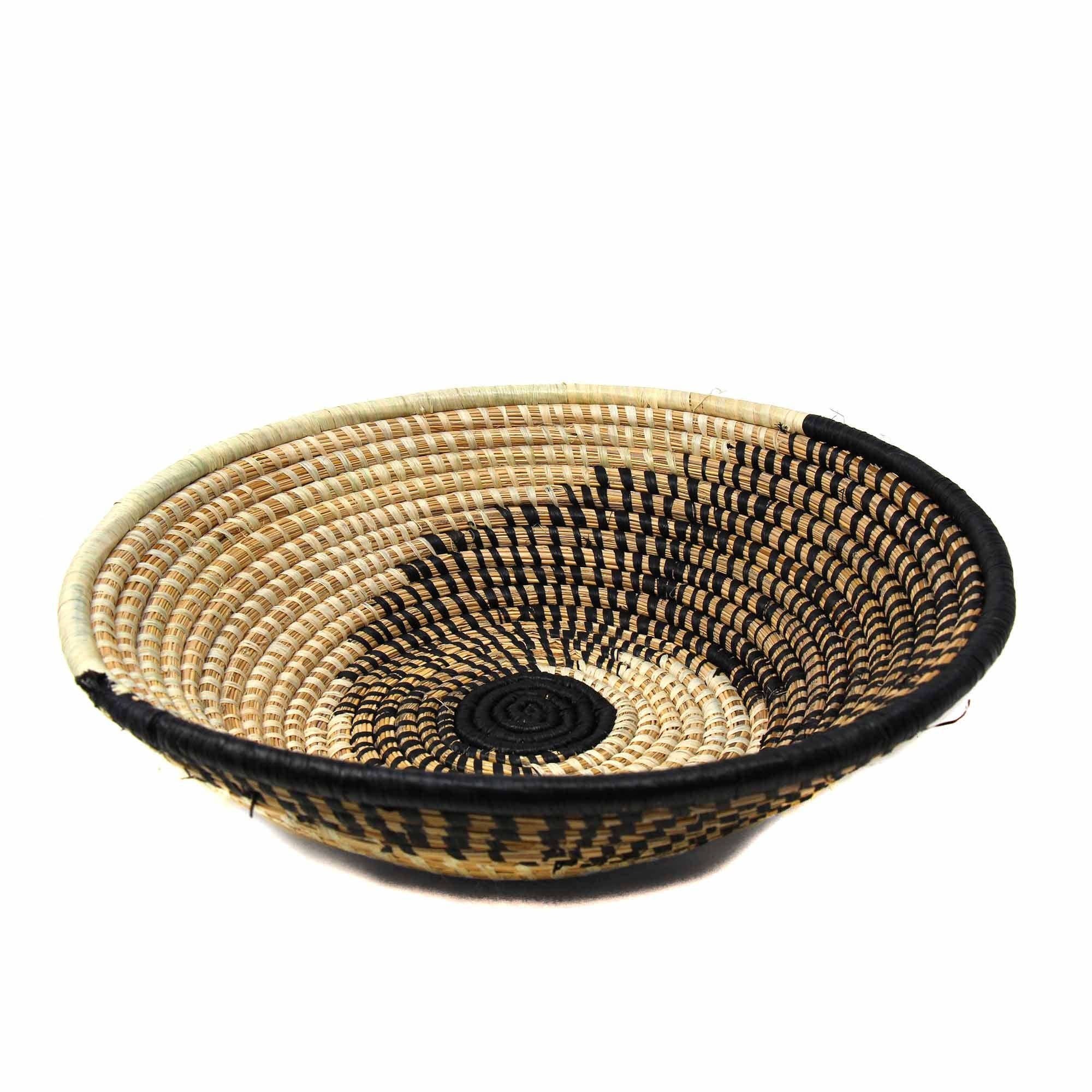 Global Crafts - Vente Paniers - Panier tressé en sisal motif spirale naturel/noir – designs variés5