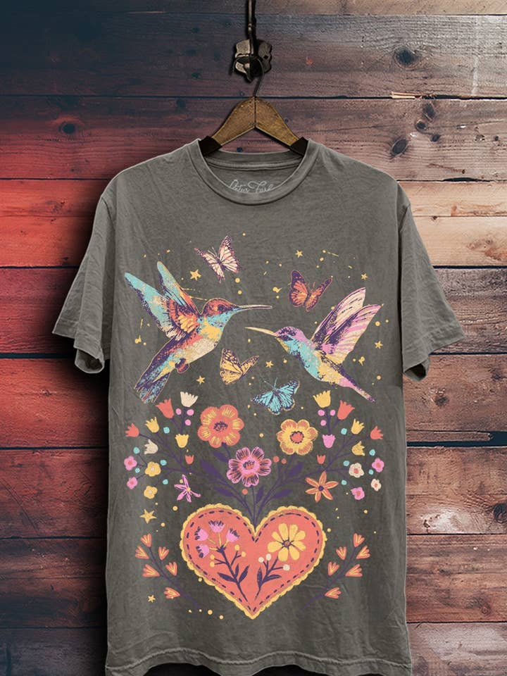 Birds & Flowers Graphic Top for wholesale by Lotus Fashion Collection