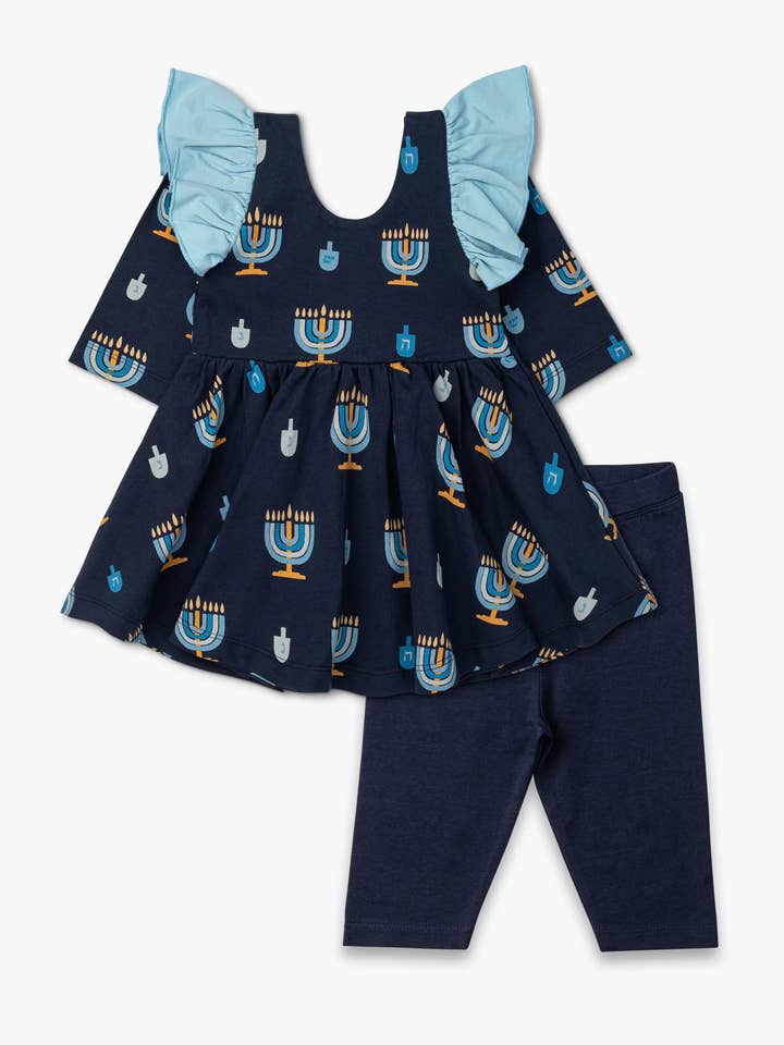 Monica + Andy - Wholesale Top & Leggings Set - Kids - Let's Dance Dress Leggings Bundle_Dreidel Dreidel