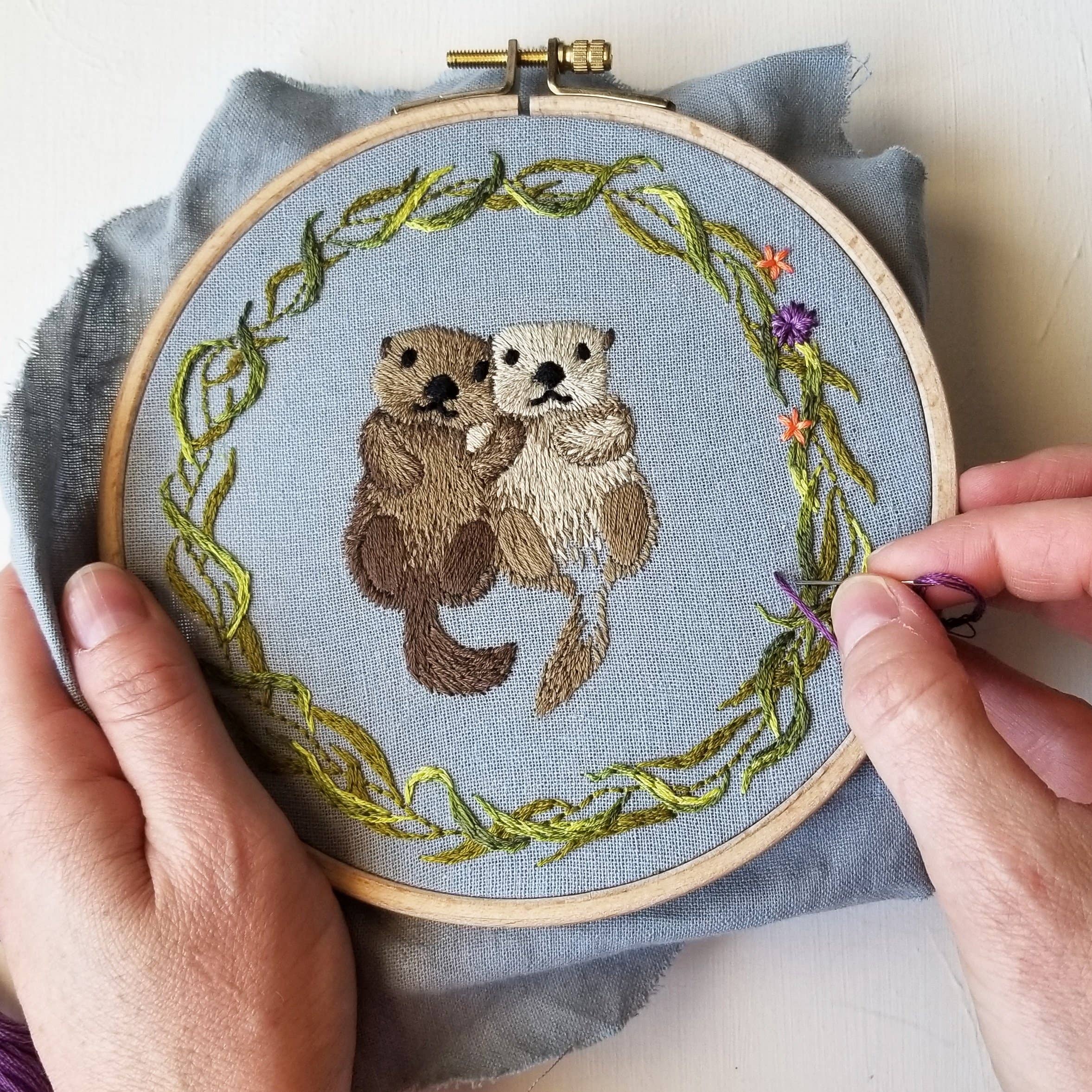 Jessica Long Embroidery - Wholesale Embroidery/Cross Stitch Supplies - Otterly Adorable Embroidery Kit5