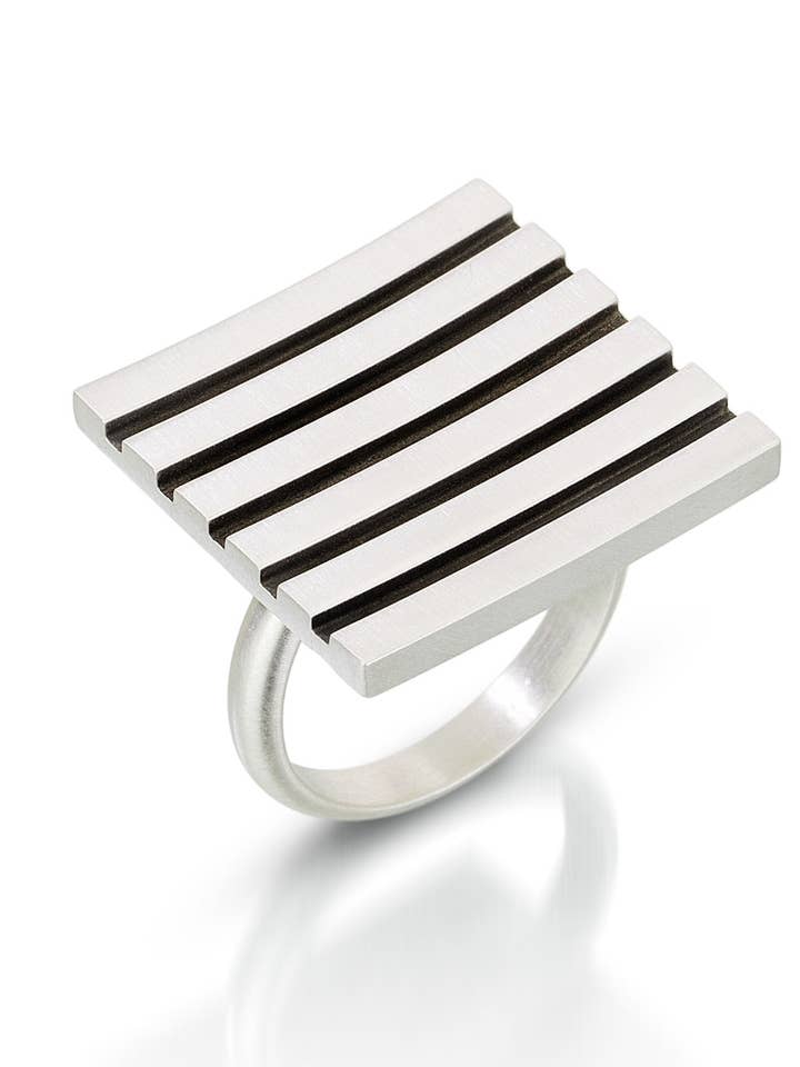 Stripe Square Ring for wholesale by Emily Shaffer Studio