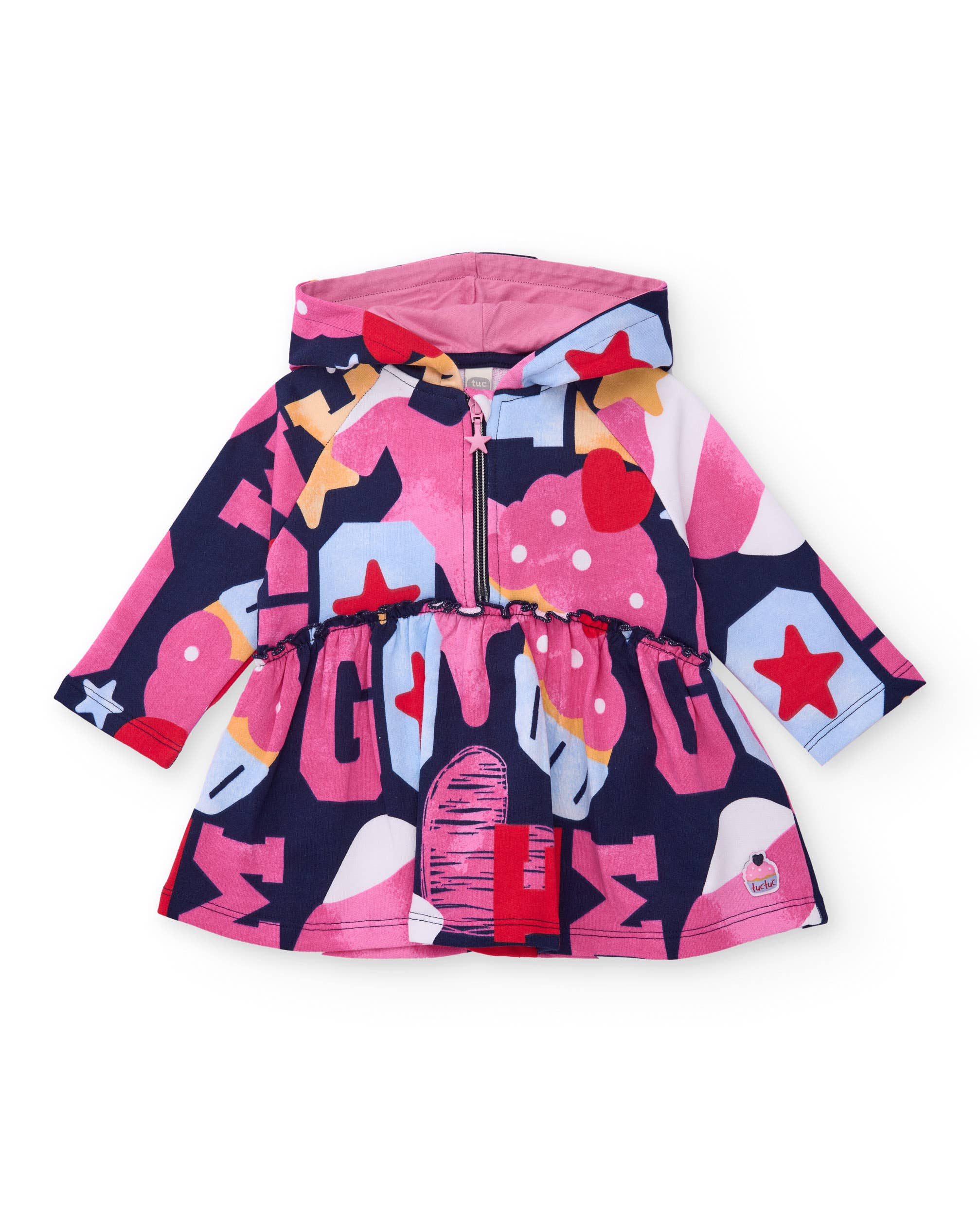 tuc tuc - Wholesale Dress - Kids - Girl's dress with hood in star and letter design0