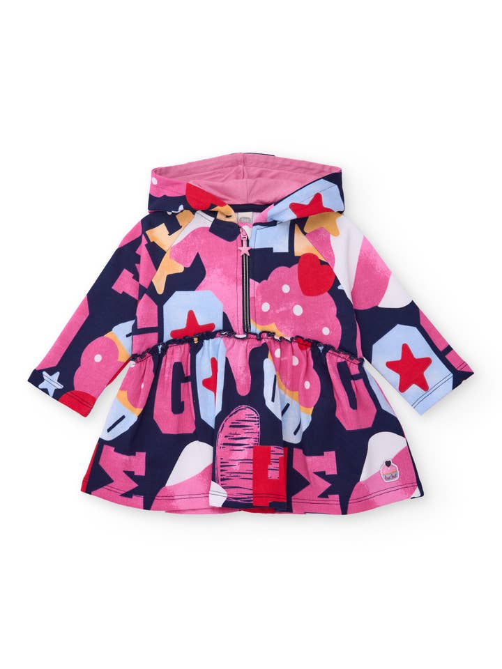 tuc tuc - Wholesale Dress - Kids - Girl's dress with hood in star and letter design