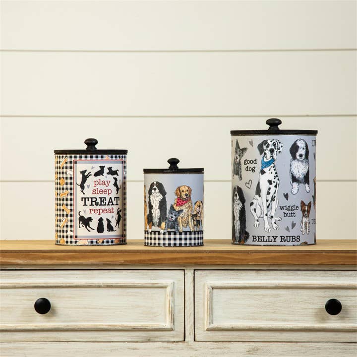 Nesting Tins - Asst Dog Breeds (Set Of 03) for wholesale by Audrey's Home & Gift