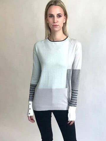 Color-block Pullover Cotton/Cashmere #Q1417 for wholesale by Belford