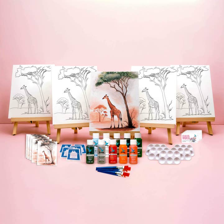 Grace Of The Savanna- Paint Party Bundle – Complete 5-Person Painting Kit with Pre-Drawn Canvases & Follow-Along Video for wholesale by The Artist's Nest