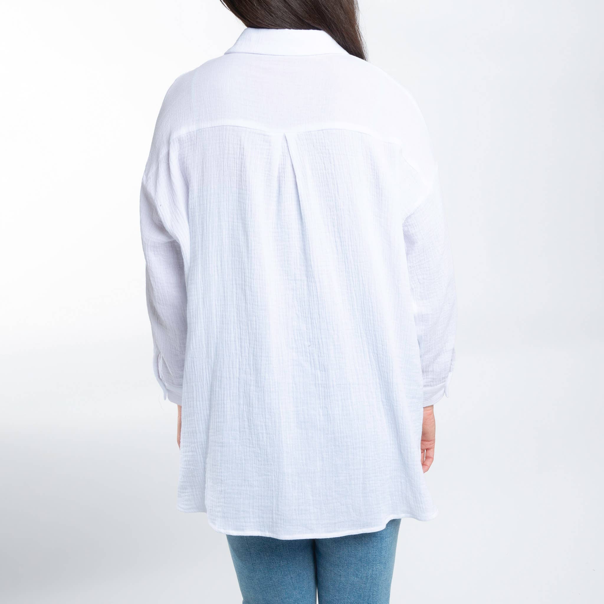 Elsie & Zoey - Wholesale Button Down Shirt - Women's - Button Up Top Aaliyah Gauze Long Sleeve4