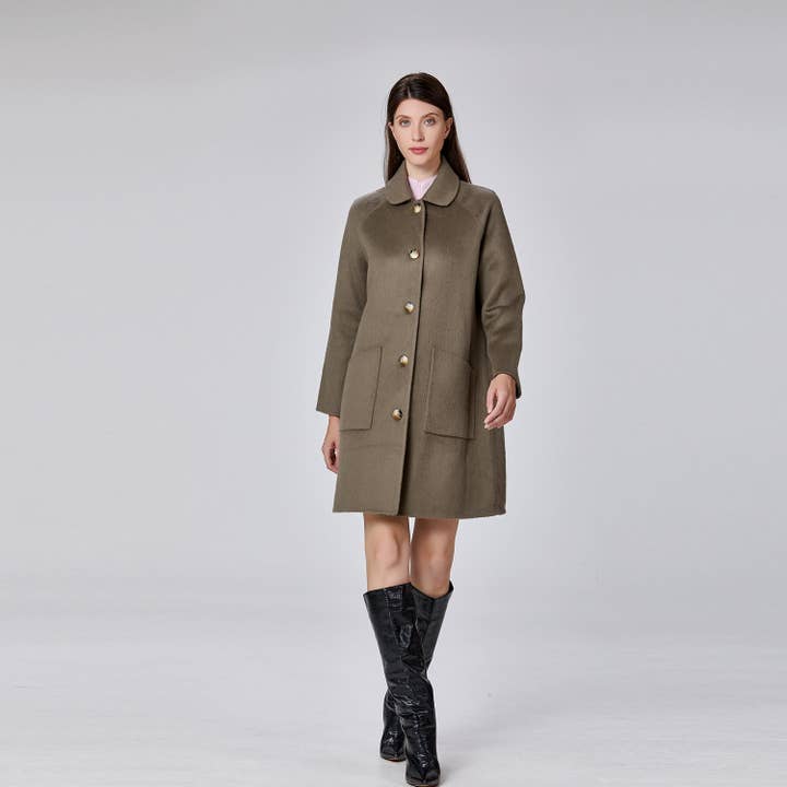 Smart and Joy - Wholesale Coat - Women's - Minimalist wool coat with a round collar2