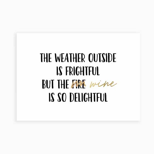 Ansichtkaart - Wine - Goudfolie voor wholesale door Studio Hoeked