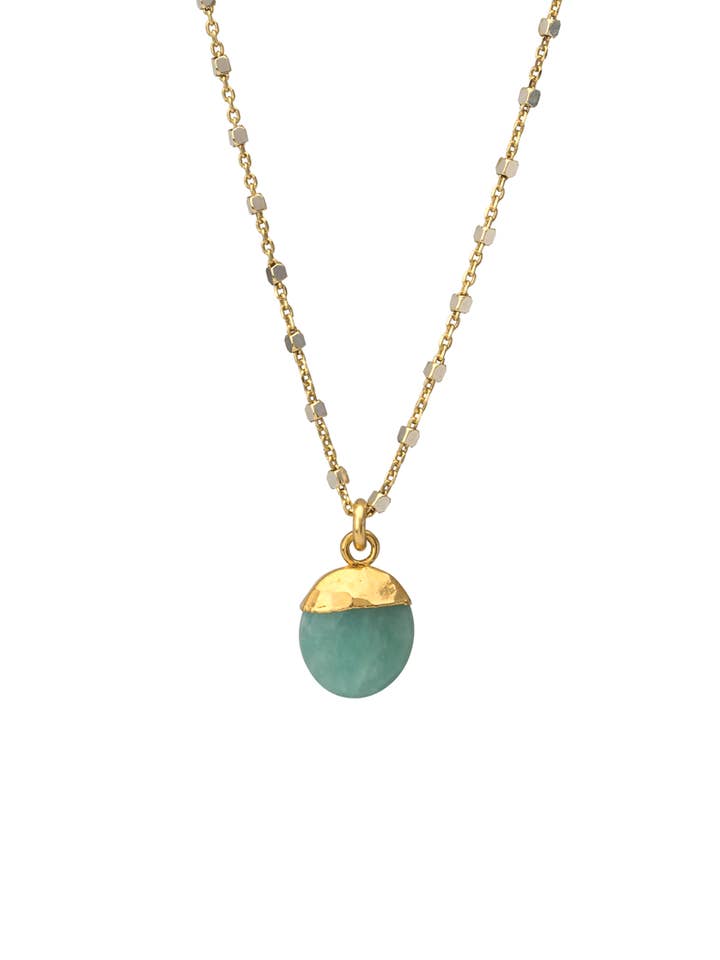 2 Tone Silver Necklace with Amazonite Pendant for wholesale by AJS Design Studio