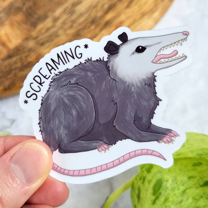 Adhesivo de vinilo Screaming Opossum, 3x2.5 pulgadas para venta al por mayor de Chez Louie Designs