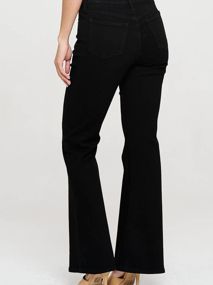 Sneak Peek - Wholesale Jeans - Women's - MID RISE ULTRA STRETCH FLARE IN BLACK SP-P12821BK