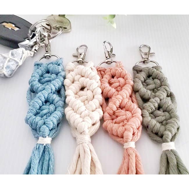 Macrame Keychains. Handmade and 100% cotton for wholesale by Cord + Quartz