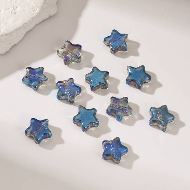 Beads Creation - Wholesale Beads - Iridescent Glass Star Beads, DIY Jewelry Set, Gift, BD1805
