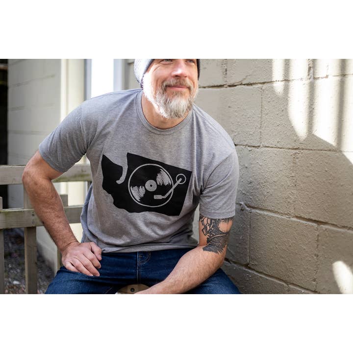 Viaduct - Wholesale Screen Printed T-Shirt - Unisex - Washington State Turntable Vinyl shirt