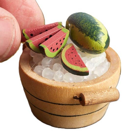 Miniature Wooden Bucket with Ice and Watermelon for wholesale by Factory Direct Craft