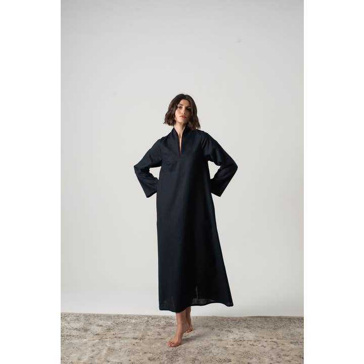 Alarik Kaftan Azul Marinho por atacado de LUXMII
