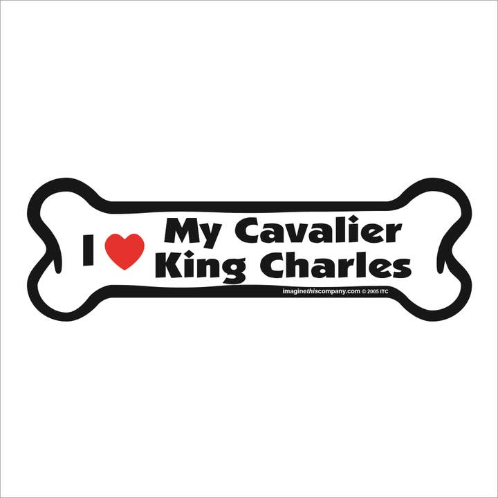 Auto-Magnet in Knochenform „I Love My Cavalier King Charles“ für den Großhandel von Imagine This Company