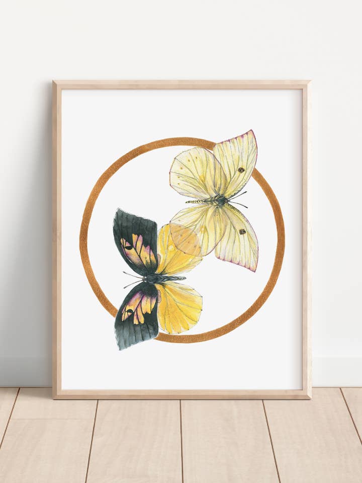 California dogface butterfly watercolor art print for wholesale by Hannah Moore Art