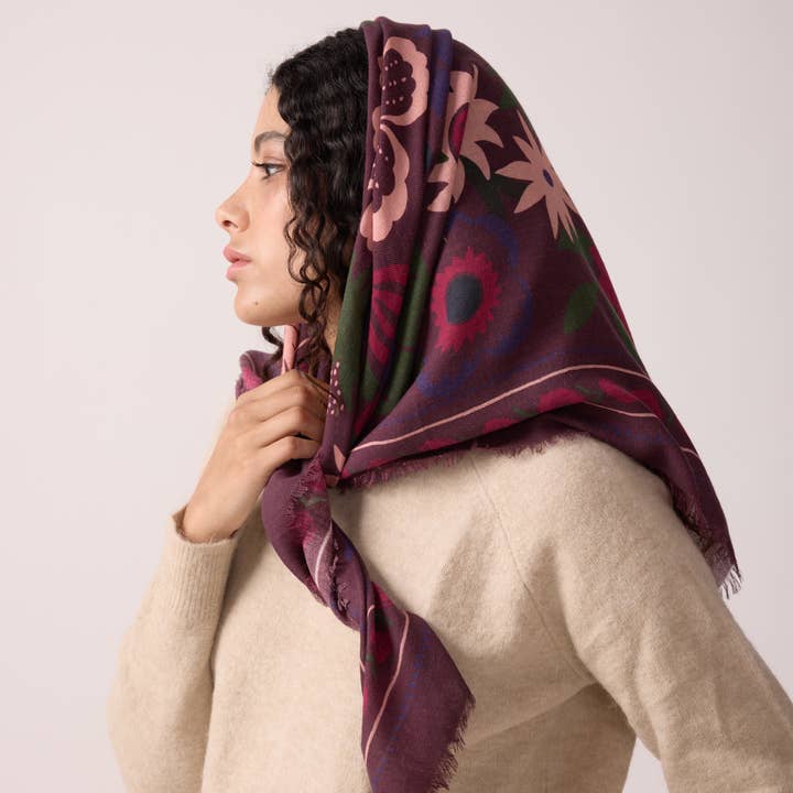 Maradji - Wholesale Scarf - Women's - WINTER BLOOM FIG WOOL SCARF2