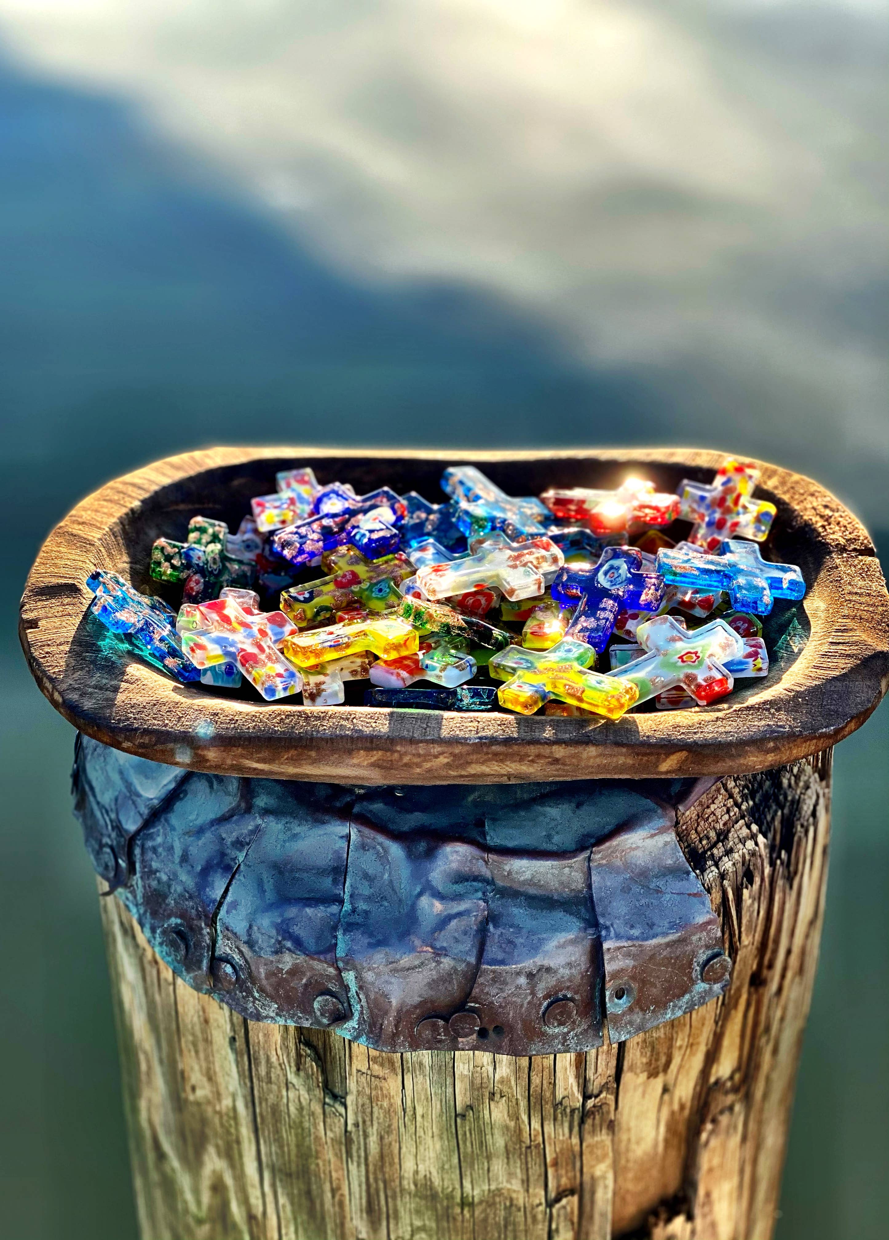 SHOPGIVECOURAGE - Wholesale Decorative Tabletop Object - Glass Pocket Cross - Sold Individually2