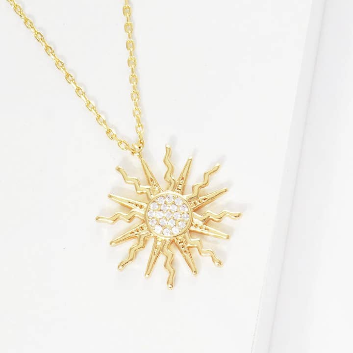 OHBOOBA DESIGN - Wholesale Pendant/Charm Necklace - Gold Cubic Sunburst Necklace