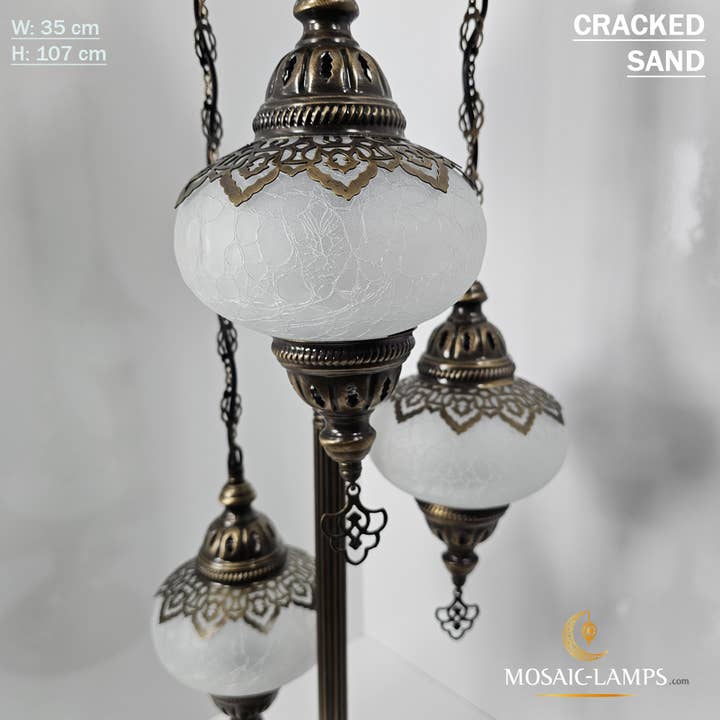 Mosaic Lamps – wholesale Golvlampa – 3-Globe Ottomansk Turkisk Crackle Glass Golvlampa6