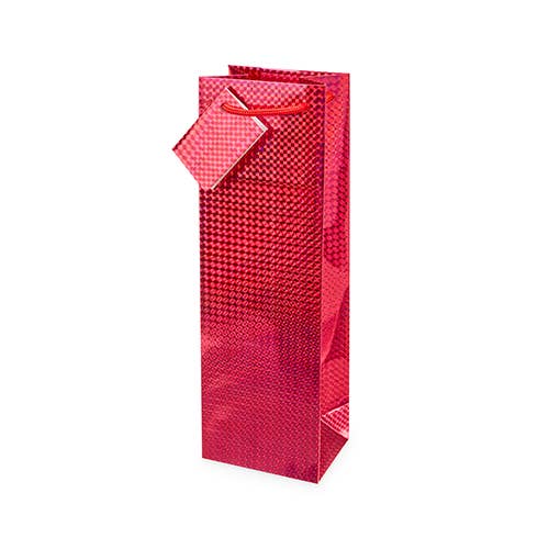 Cakewalk - Wholesale Wine Gift Bag - Red Holographic Wine Bag - Single Bottle