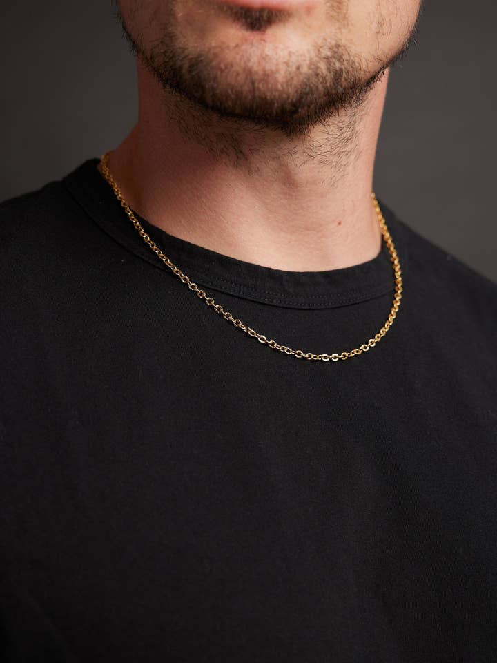 3mm 14k Gold Plated Classic Cable Chain Necklace for Men for wholesale by We Are All Smith