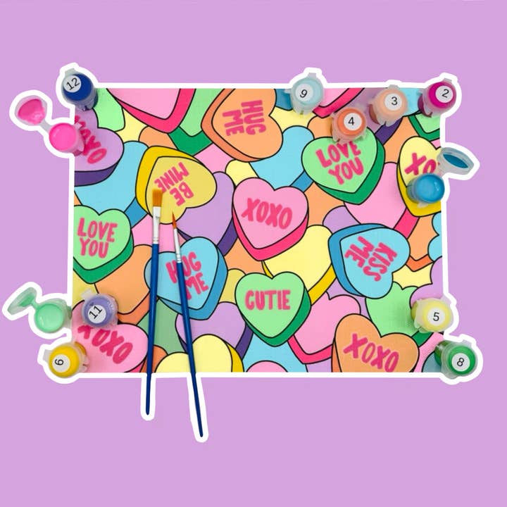Conversation Hearts - Paint by Number Kit (8.5x11) for wholesale by Colorful Creators