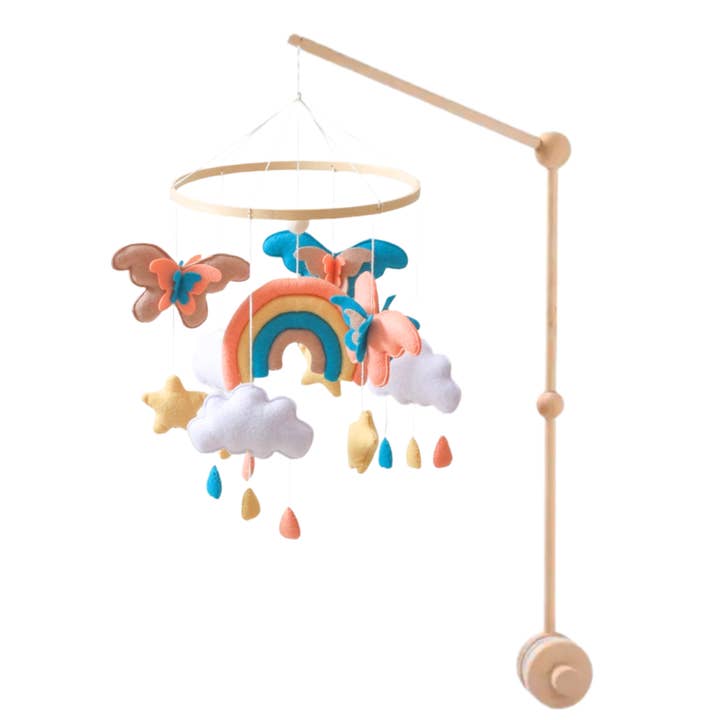 Joymaxx - Wholesale Baby Mobile - Handmade Baby Mobile Rainbow & Butterfly  | Felt & Wood 1