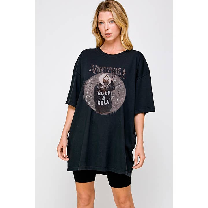 OVERSIZED T-SHIRT MET ROCK-'N-ROLL-PRINT voor wholesale door Illustrated Society