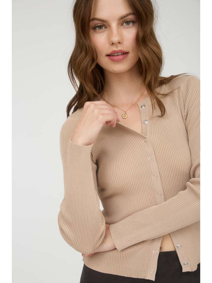 The Workshop Studio - Vente Cardigan – femme - GILET EN MAILLE À COL ROND AVEC BOUTONS-PRESSION22