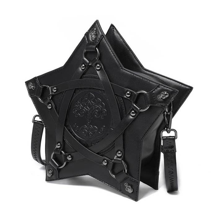 BLACK Gothic Embossed Backpack Shoulder Crossbody Bag for wholesale on Faire3