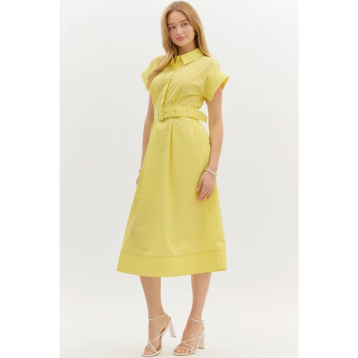 STYLE USA - Venta al por mayor Vestido - Mujer - Vestido midi con mangas cortas tipo ala y detalles de costura sólida1