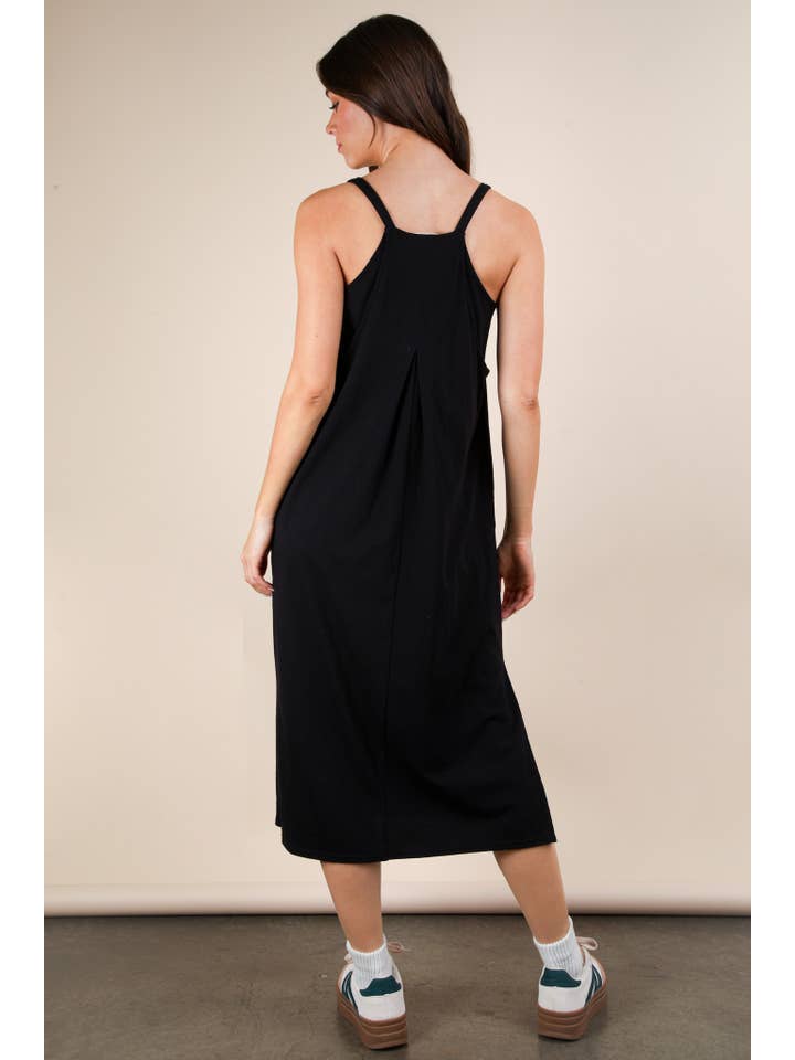 VERY J - Wholesale Dress - Women's - ND31605-V-Neck Sleeveless Casual Comfy Midi Dress