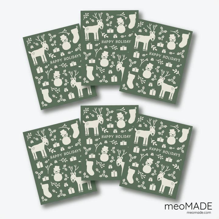 Olive Reindeer & Friends - Set of 6 Holiday Greeting Cards for wholesale by meoMADE