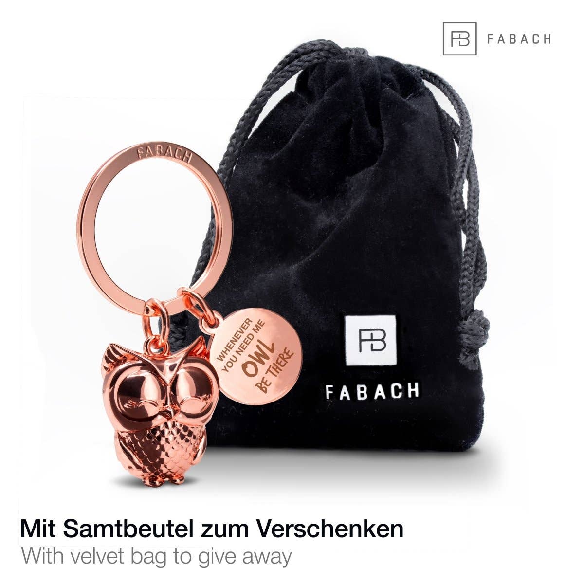 FABACH – Die Schlüsselanhänger-Schmiede – wholesale Nyckelring - Unisex – Nyckelring 'Owl be there' med uggla och gravyr – söt ugglelyckoamulett4