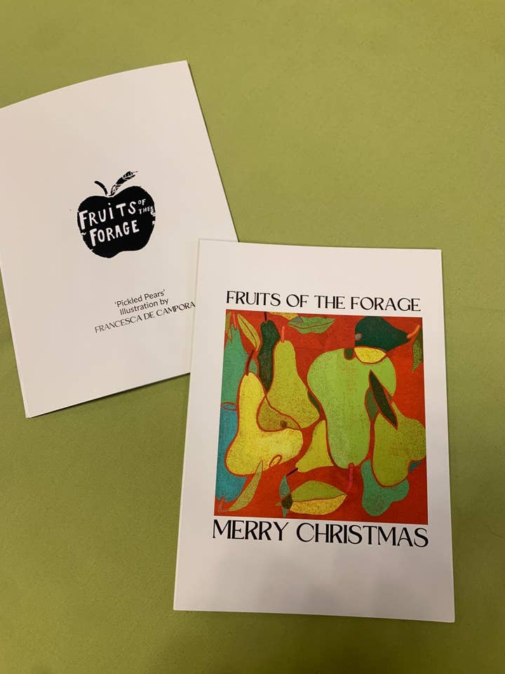 Pear Christmas Card for wholesale by Fruits of the Forage