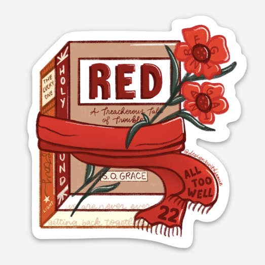 Red Book Sticker for wholesale by Designs with Jamie