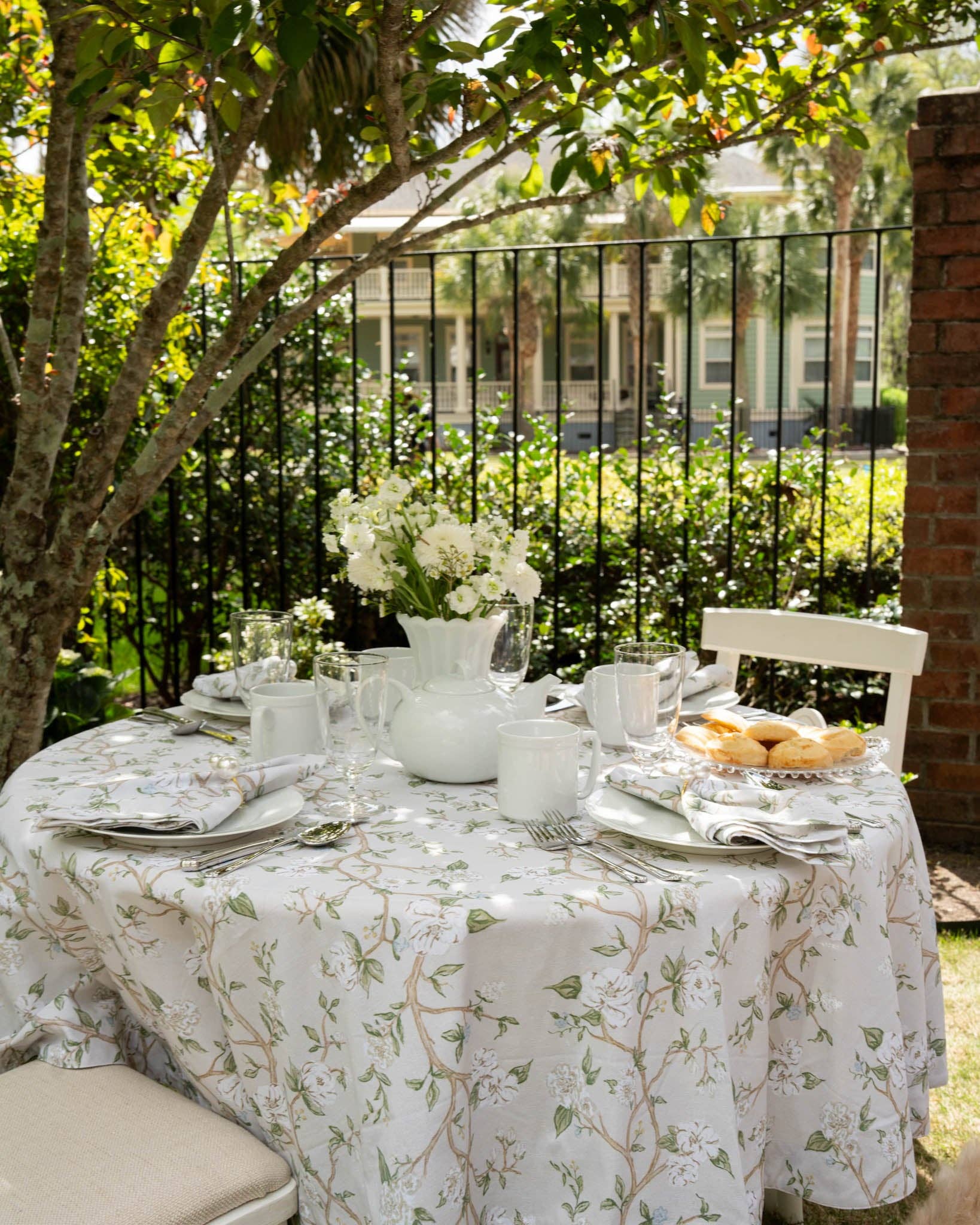 Camellia Floral Cotton Tablecloth for Weddings and Holidays for wholesale on Faire3