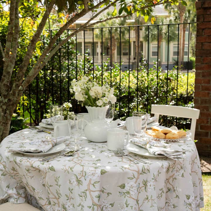 Camellia Floral Cotton Tablecloth for Weddings and Holidays for wholesale on Faire3