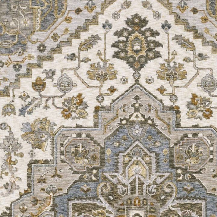 HomeRoots - Wholesale Area Rug - 2' X 3' Ivory And Gold Medallion Distressed Area Rug With Fringe3