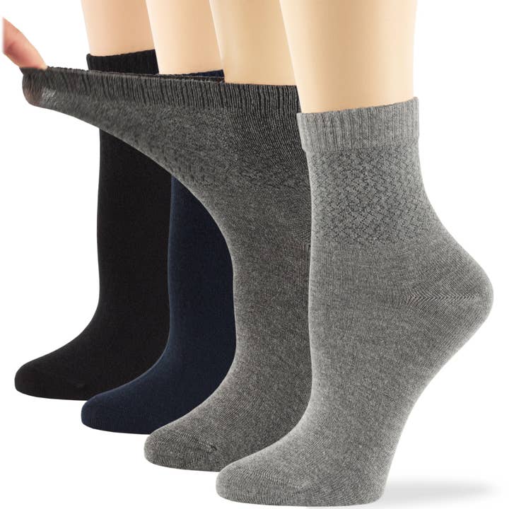 Women's Bamboo Diabetic Quarter Socks - 4 Pack - A08 for wholesale by 7Bigstars Kingdom