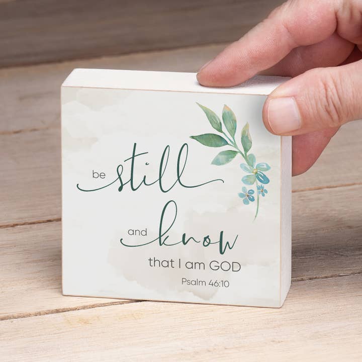CounterArt/Highland Home/Thirstystone/CoasterStone - Wholesale Sign - "Be Still And Know" Artistic Freestanding Wood Block Sign