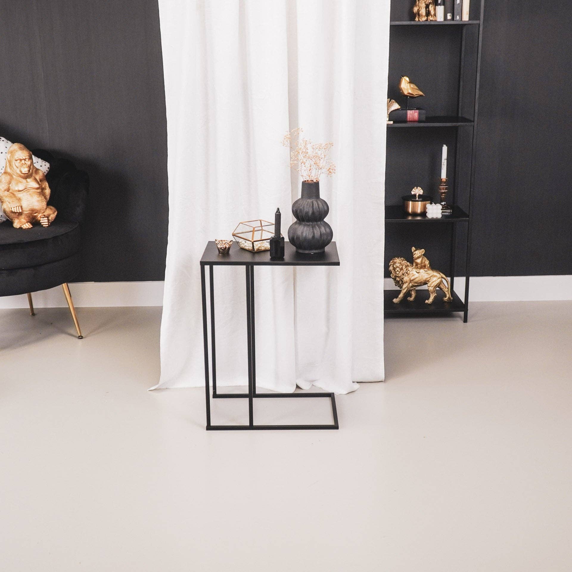 Housevitamin bv - Wholesale Side Table - Side Table - Metal - Black - 45x30x60cm4