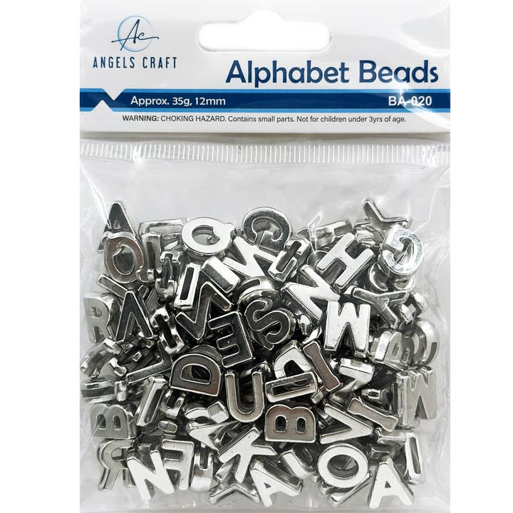 Angels Craft - Wholesale Beads - Acrylic Alphabet Silver Beads for DIY jewelry making