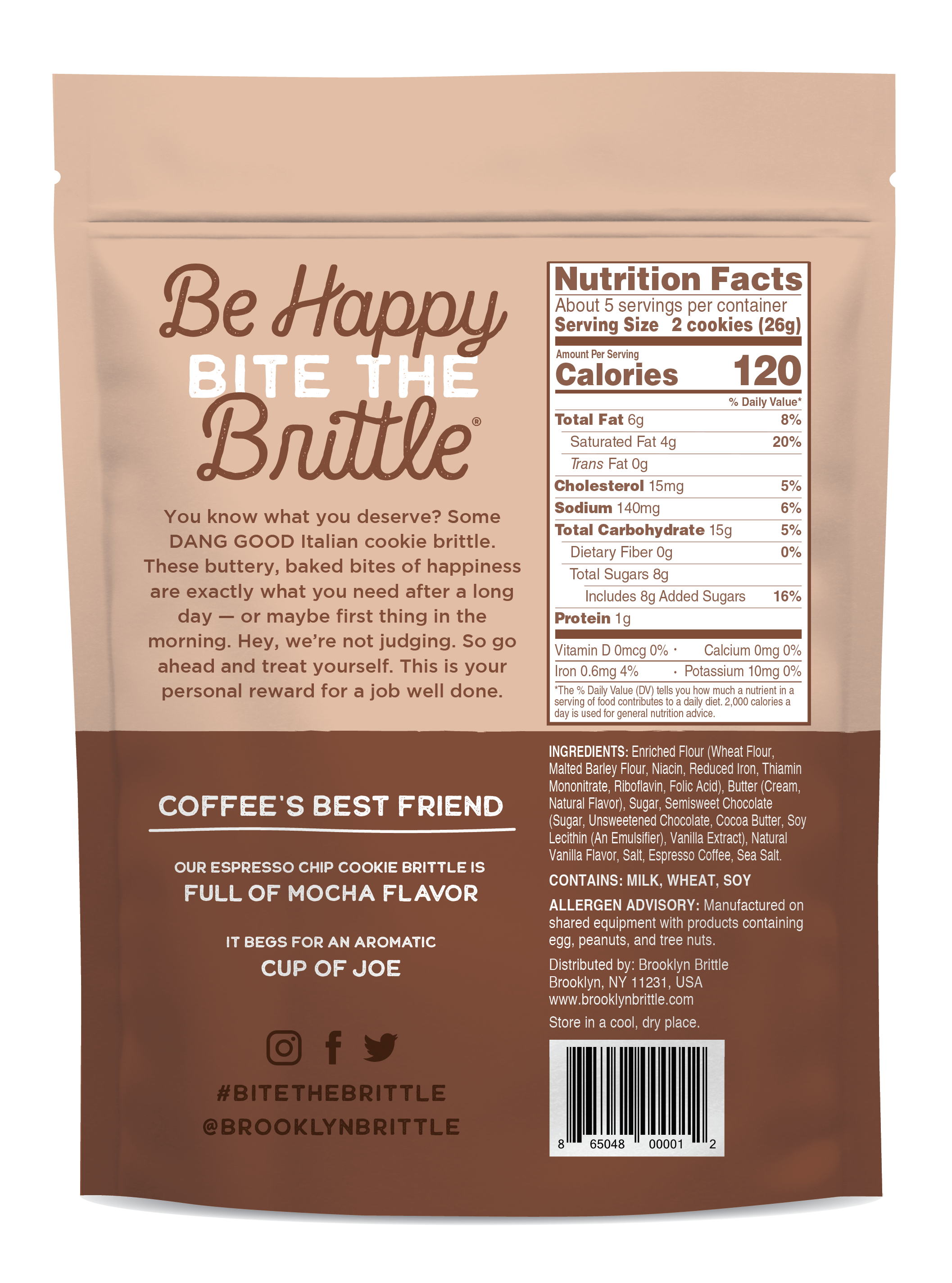 Brooklyn Brittle - Wholesale Cookie - Espresso Chip Italian Cookie Brittle - Pouch Bag3