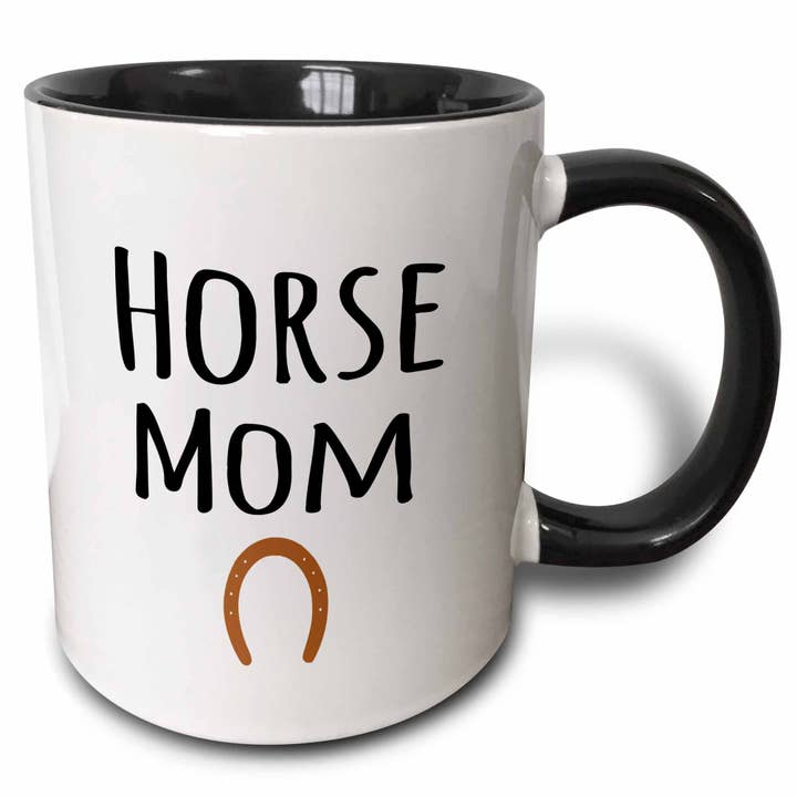 3dRose - Wholesale Coffee Mug - 11oz Two-Tone Black Mug Horse Mom - for female equus owners0