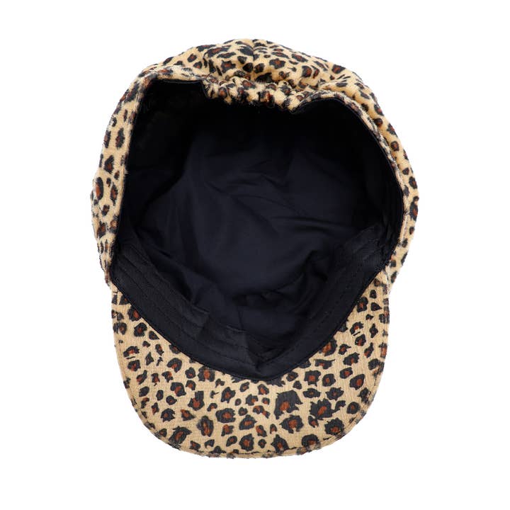 Cap Zone - Wholesale News boy/school boy hat – Women's - Exotic Leopard Brushed Cabby Newsboy Cap3